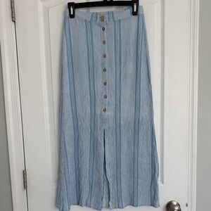 BeBop Light Blue Striped Maxi Skirt